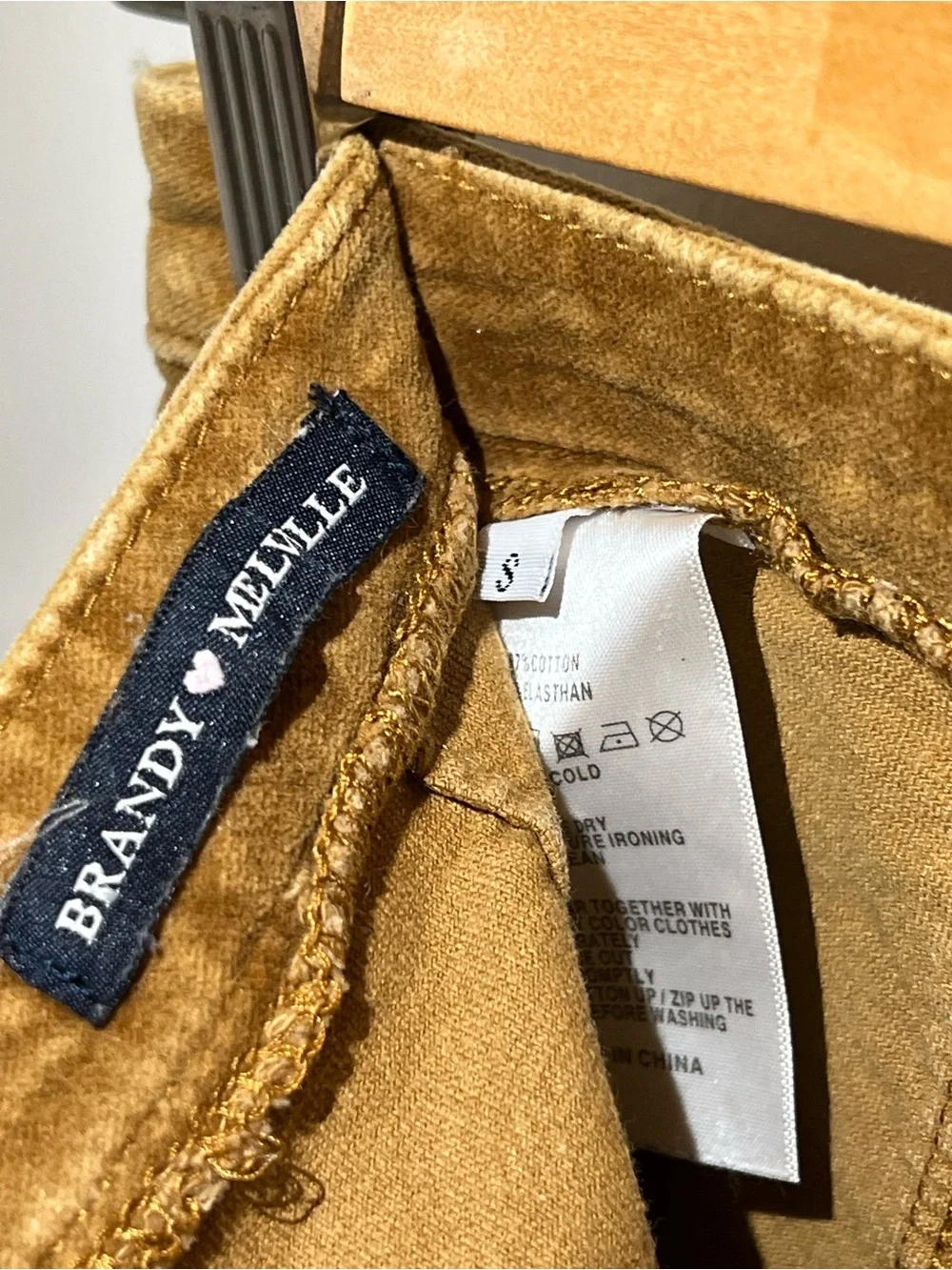 Brandy Melville Corduroy Mini Skirt in Mustard Brown